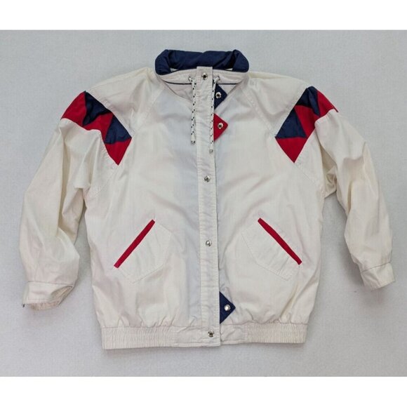 Vintage 90s Women's Jacket Impressions By Izzi Size XL White Blue Red - Picture 2 of 16